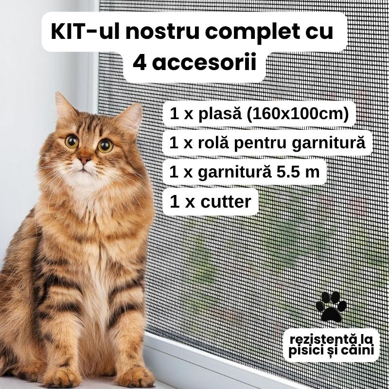 Kit plasa anti-tantari rezistenta la pisici si caini (poti face montajul singur)