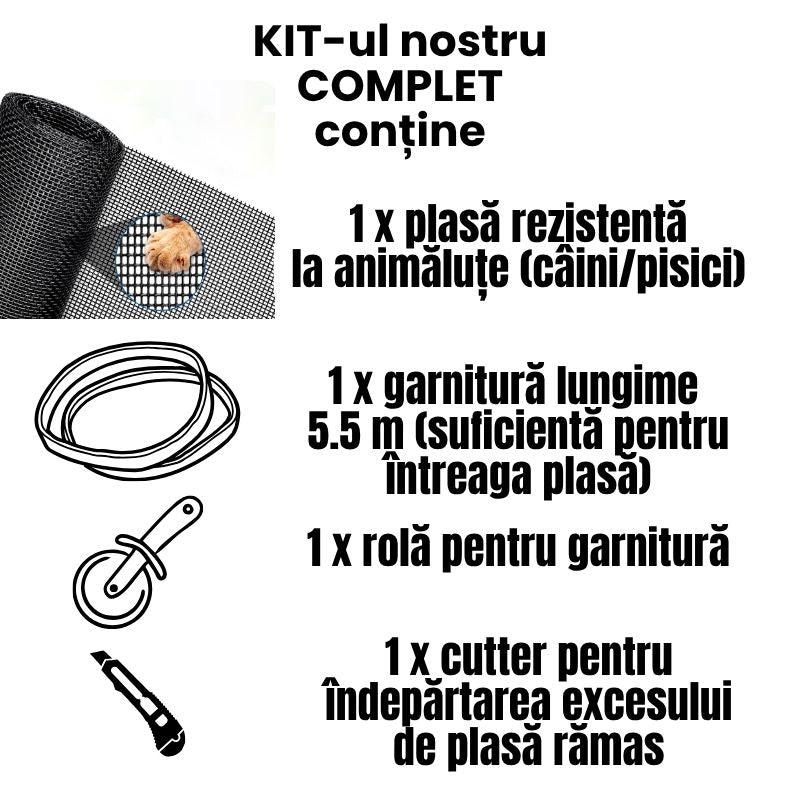 Kit plasa anti-tantari rezistenta la pisici si caini (poti face montajul singur)